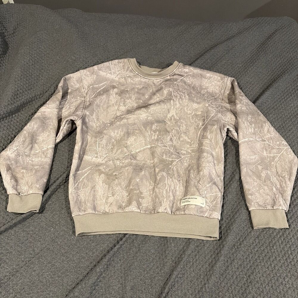 Comfrt Sweatshirt Mens Large grey Camo Fleece Pullover Crewneck Outdoor Hunting